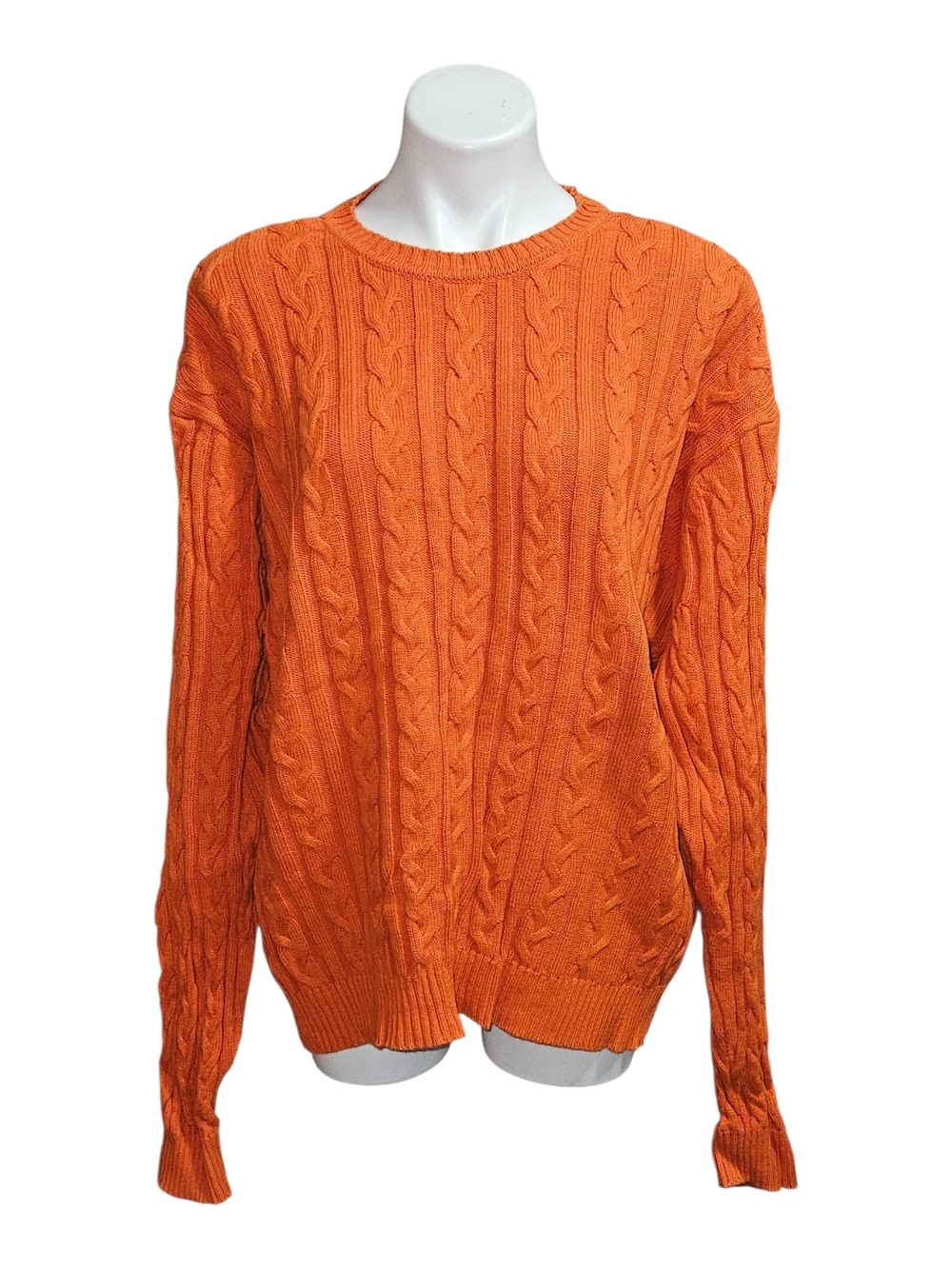 Club Room Orange Cable Knit Crewneck Sweater